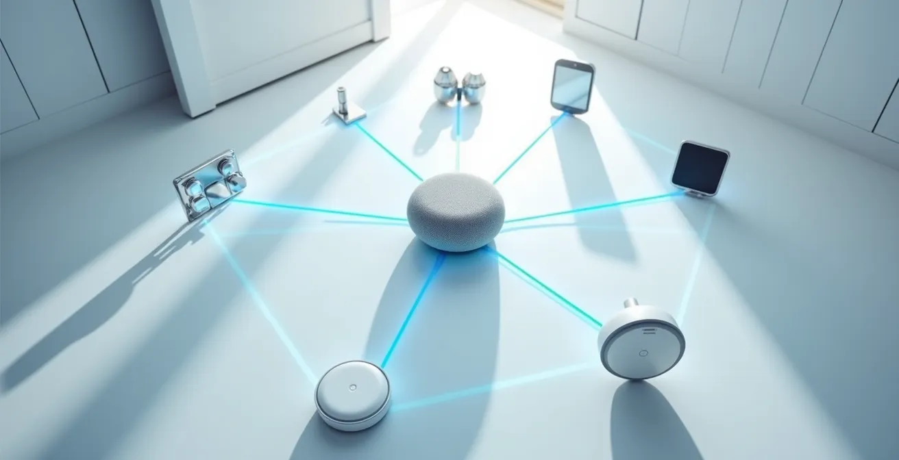 Visualisation d'un réseau domestique complexe avec multiples appareils connectés