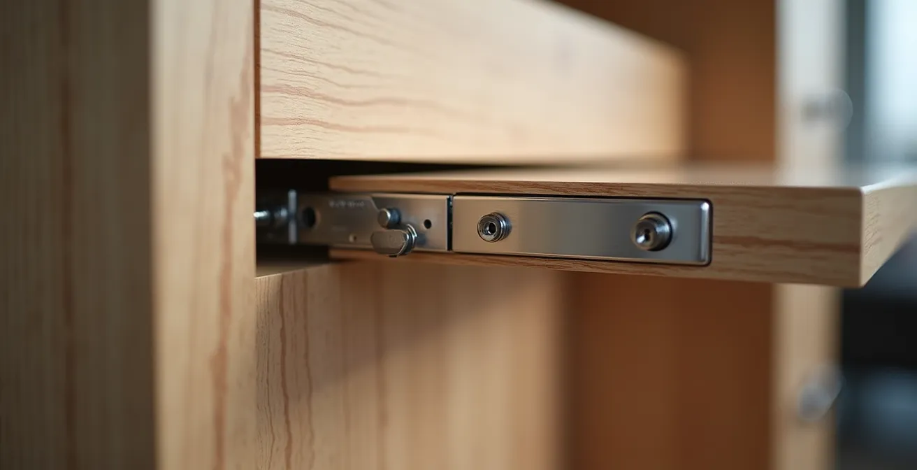 Bureau caméléon qui se transforme en lit mural dans un petit condo québécois