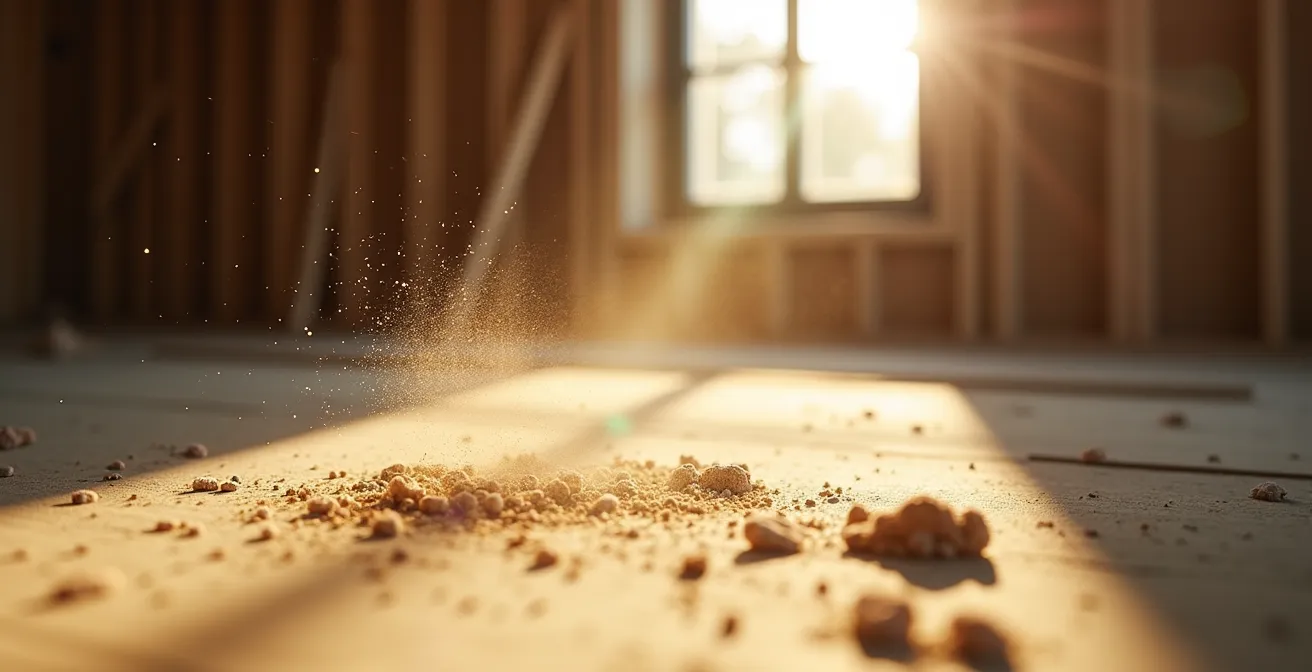 Particules en suspension dans l'air intérieur révélées par un rayon de lumière naturel