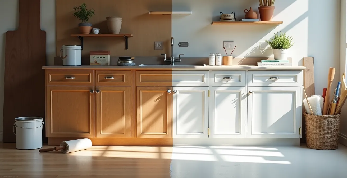 Transformation rapide d'une salle de bain avec peinture d'armoires et nouveaux accessoires